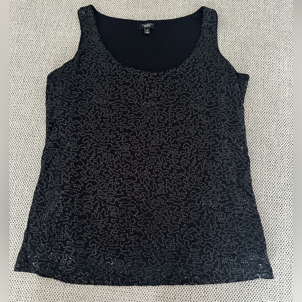 Talbots Black and Silver Sparkle Tank Top